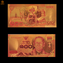 Яркие Золотые банкноты из Таиланда, золотой фольгированный банкнот с покрытием 24-каратным золотом, поддельные фотообои для коллекции, 100 2024 - купить недорого