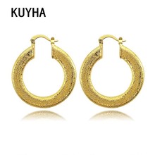 Fashion Big Round Hoop Earrings Vintage Trendy Matte Alloy Circle Ear Accessory for Women Bar Party Gold Jewelry Present 2024 - buy cheap