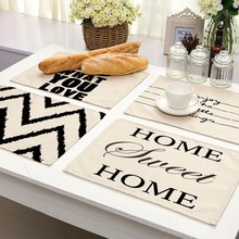 1Pcs Geometric Letter Pattern Placemat Dining Table Mats Drink Coasters Cotton Linen Pads 42*32cm Kitchen Accessories MG0026 2024 - buy cheap