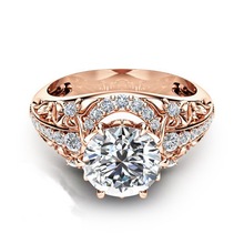 Wedding Rings for Women Fashion Rose Gold Full Drill Flower Shape Zircon Ring Jewelry Party Engagement Ring Accessories 2024 - buy cheap