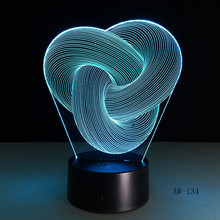 Художественная абстракция петля узел Современный 3D USB ночник Красочный Светодиодный настольный светильник лампа для украшения дома спальни AW-134 2024 - купить недорого