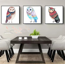 Pintura al óleo de pájaro de dibujos animados, pintura decorativa sin marco de búho bonito, nórdico, moderno y minimalista, lienzo para sala de estar y restaurante 2024 - compra barato