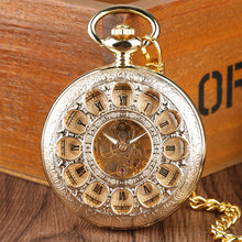 Hollow Flowers Mechanical Pocket Watch Hand-Wind Retro Exquisite Roman Numerals Fob Pocket Watches  reloj de bolsillo with Chain 2024 - buy cheap