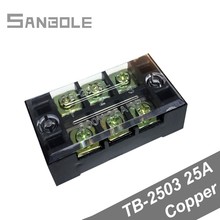 Terminal Block TBC-2503/TB-2503 Fixed Type with cover screws 25A 600V 3 Position 0.5-2.5mm2 Electrical Copper (10PCS) 2024 - buy cheap