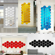 10 шт. современные 3D зеркальные геометрические шестигранные акриловые наклейки на стену декор искусство «сделай сам» для дома 2024 - купить недорого