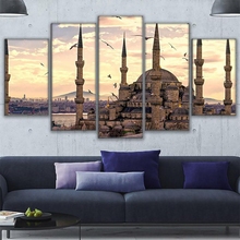 Canvas Printed Painting Modular Pictures Artwork 5 Pieces Home Decor For Living Room Suleymaniye Mosque Skyline Wall Art Poster 2024 - buy cheap