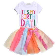 Citgeett-Camiseta de verano para niña pequeña, Tops, falda de tul con tutú, traje de princesa para fiesta de cumpleaños, conjuntos de ropa SS 2024 - compra barato