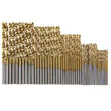 Brocas hss revestidas de titânio, 50 peças 1/1, 5/2/2, 5/3mm definir ferramenta broca torção ferramentas para trabalhar em madeira metal e plástico 2024 - compre barato