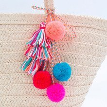 New Colorful Pompones Cute Pom Pom Tassels Keychain Pompom Keyring DIY Hanging Pendant Charm Jewelry For Key chain QH6003 2024 - buy cheap