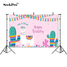 thin vinyl happy birthday Alpaca cactus baby children photo Backgrounds Printed Professional indoor Photographic studio Backdrop 2024 - buy cheap