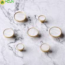 1pc White Round  brass+shell cabinet pulls/Kitchen Drawer Cabinet Handle Furniture Knobs Hardware Cupboard Pull 2024 - buy cheap