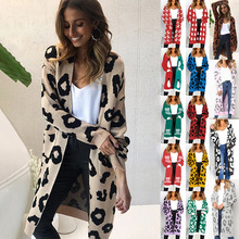 Autumn Winter Fashion Women Knitted Print Long Sleeve Cardigan Sweater Coat Casual Loose Open Stitch Cardigans Outwear Tops 2024 - buy cheap