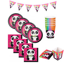 Panda Birthday Party Supplies Pack Serves Dessert Plates Napkins Cups Table Cover Panda Birthday Party Decoration Kids Supplies 2024 - buy cheap