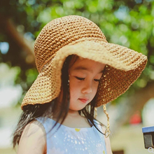 Chapéu de sol feito à mão, feminino, infantil, verão, palha de ráfia, chapéu para praia, dobrável, respirável, verão, pais e filhos, novo, 2019 2024 - compre barato