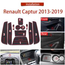 10PCS Acessórios Interior Do Carro Ranhura Portão Pad Copa Mats Anti Slip Non-Slip Sulco Porta Interior Tapete Para renault Captur 2013 2018 2019 2024 - compre barato