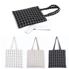 Женская сумка-тоут из хлопка и льна в клетку, для шоппинга, для шоппинга, 2019 2024 - купить недорого