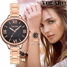 YOLAKO Brand Fashion Women Romantic Starry Sky Watch Luxury Ladies Stainless Steel Roma Dial Quartz Watch Relogio Feminino 2024 - buy cheap