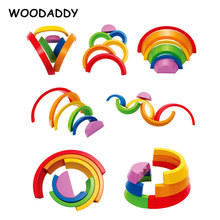 Bloques de construcción de arcoíris de madera para niños, 7 Uds., juego educativo de apilamiento, aprendizaje, regalo 2024 - compra barato
