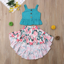 2pcs Infant Casual Girl Set Toddler Kid Baby Girl Summer Clothes Vest Tops+Long Floral Skirt Outfits 2-7T 2024 - buy cheap