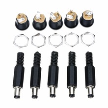 10 Pair/Lot 3A 12V Electrical For DC Power Supply Female Socket Panel Mount Jack Connector + Plastic Male Plug Adapter 2024 - buy cheap