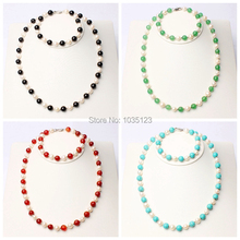 High Quality Pretty Gift 6-7mm 5 Color Natural White Freshwater Pearl Necklace Bracelets 1 Set wj192 2024 - buy cheap
