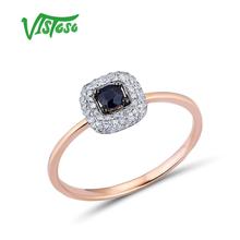 VISTOSO Pure 14K 585 Rose Gold Ring For Women Ring shining Diamond Blue Sapphire Luxury Wedding Engagement Elegant Fine Jewelry 2024 - buy cheap