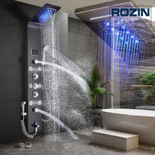LED Light Shower Faucet Bathroom Waterfall Rain Black Shower Panel In Wall Shower System with Spa Massage Sprayer and Bidet Tap 2024 - buy cheap