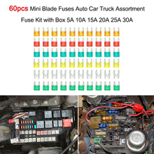 Kit de fusibles de Mini cuchilla para coche y camión, surtido de fusibles con caja 5A 10A 15A 20A 25A 30A, accesorios para coche 2019, 60 uds. 2024 - compra barato