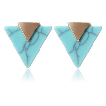 10 Pairs Fashion Marble Pattern Triangle Earrings New Hot Simple Elegant Geometric Triangle Alloy Woman Earrings Exquisite 2024 - buy cheap