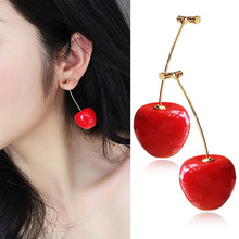 Pendientes colgantes de resina de regalo de San Valentín para mujer, fruta coreana, cereza roja, joya Bohemia, redonda, romántica, 1 par 2024 - compra barato