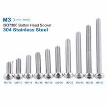 Tornillos de acero inoxidable SS304 para máquina, Kit surtido de 10 tipos de tornillos de alta calidad, cabezal de botón M3, 100 unids/paquete 2024 - compra barato