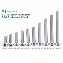 Tornillos de acero inoxidable SS304 para máquina, Kit surtido de 10 tipos de tornillos de alta calidad, cabezal de botón M3, 100 unids/paquete 2024 - compra barato
