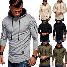 Men's Basic Hoodies Long hooded Shirt Elongated Tee arrival Casual Crew Neck Long Sleeve Hoodies M-3XL 2024 - buy cheap