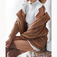 Fashion Women Sweatshirt Coat Spring Warm Teddy Hooded Coat Outwear Long Sleeve Solid Thin Faux Fur Coat 2024 - buy cheap