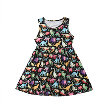 Kawgeett vestido de festa infantil de verão, bebê, menina, sem mangas, dinossauros, tutu, princesa, roupas de desenhos animados 2024 - compre barato
