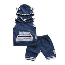 0-3T Newborn Kids Baby Boys Girls Cute Clothes set Hooded Sleeveless Top and Shorts set Summer Cotton Outfits streetwear 2024 - buy cheap
