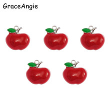15pcs/lot  Free Shipping Red Apple Necklace Pendant Cute Crafts Enamel Alloy Charm Pendant Jewelry Making 17*17*4mm 50499 2024 - buy cheap