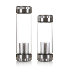 Heat Insulation Double deck Water Bottle Glass Bottle With Stainless Steel Tea Infuser Filter Double Wall Glass Sport Tumbler 2024 - buy cheap
