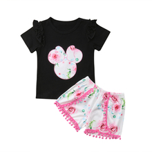 Nueva llegada 2 piezas niños pequeños bebé niña dibujos animados verano ropa camisa Tops + Pantalones cortos conjunto 2024 - compra barato