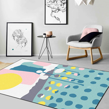 Alfombra con figuras geométricas para sala de estar, tapete de juego para habitación de niños y bebés, color amarillo brillante, color rosa 2024 - compra barato