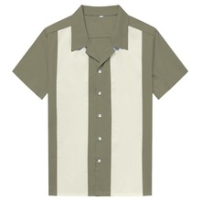 White Vertical Striped Shirt Men Casual Button-Down Dress Cotton Shirts Short Sleeve Camiseta Retro Hombre Bowling Men's Shirts 2024 - buy cheap