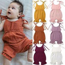 0-4Y Summer Newly Cute Infant Kids Baby Girls Boys Solid Romper Sleeveless Belt Jumpsuits Clothes 6 Colors 2024 - buy cheap