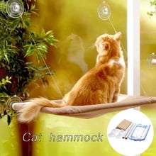 Милые подвесные кровати для домашних животных, подшипник 20 кг, кошачье солнечное сиденье, удобное крепление на окно, гамак для кошек, длинная плюшевая мягкая кровать для кошек 2024 - купить недорого