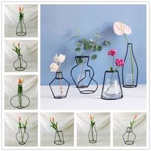 Скандинавские минималистичные абстрактные линии вазы черная железная ваза для цветов сушеный цветок 2024 - купить недорого