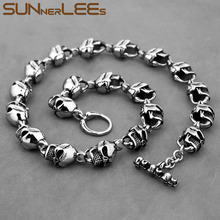 Sunnerleas-collar de acero inoxidable 316L para hombre, cadena de eslabones de calavera Punk, Color plateado, 15mm, SC1001 2024 - compra barato