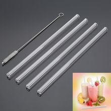 4Pcs Reusable Glass Water Drinking Straws with Cleaning Brush Temperature Resistant Environmental for Wedding Birthday Party 2024 - buy cheap