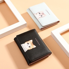 Маленький кошелек с несколькими картами, маленький симпатичный кошелек в виде кошки, женский короткий кошелек из искусственной кожи тройного сложения, мини 2024 - купить недорого