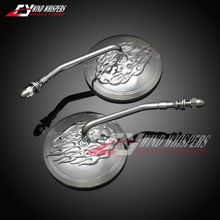 Motorcycle Modified Round flame rear view mirrors For Harley Sportster XL 883 1200 Fat boy V-Rod Softail Dyna Touring Road King 2024 - купить недорого