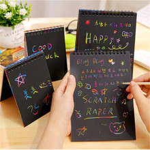 1Pcs Magic Color Rainbow Scratch Paper Note Book Scraping Painting Black DIY Drawing Toys Kid Doodle 2024 - buy cheap