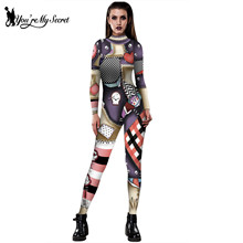 [You're My Secret] Skeleton Mummy Bodysuits For Women 3D Graffiti Printing Cosplay Costumes Halloween Party Casual Jumpsuit 2024 - buy cheap